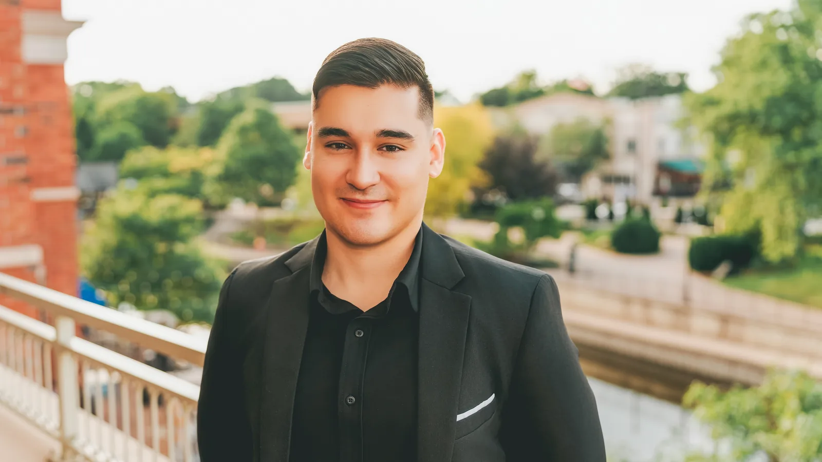 Chris Salas, Naperville real estate broker, by the downtown Naperville Riverwalk